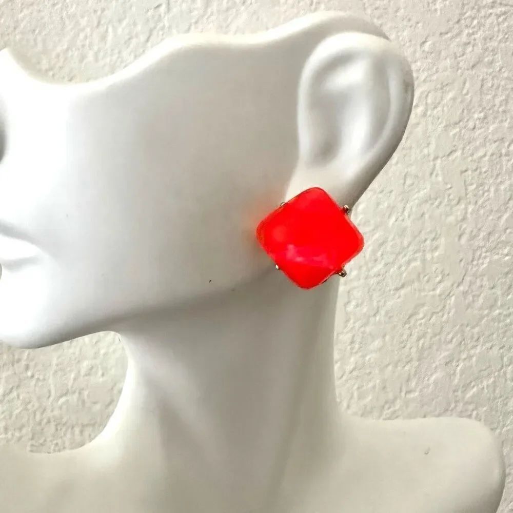 Neon orange post earrings